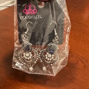 Paparazzi Silver Earrings with Blue Gemstones